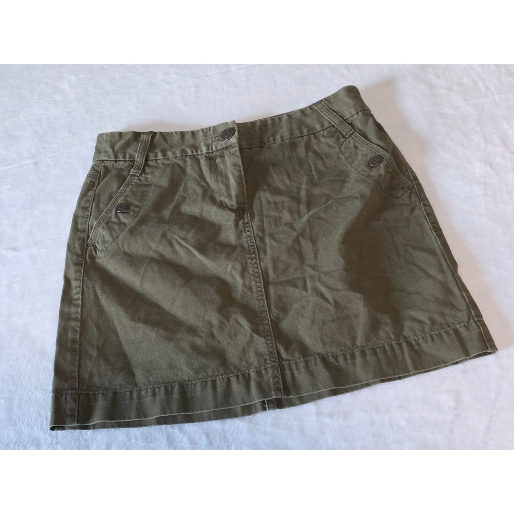 J.Crew Vintage Olive Green Classic Twill Chino Mini Skirt Womens Size 8 Y2K